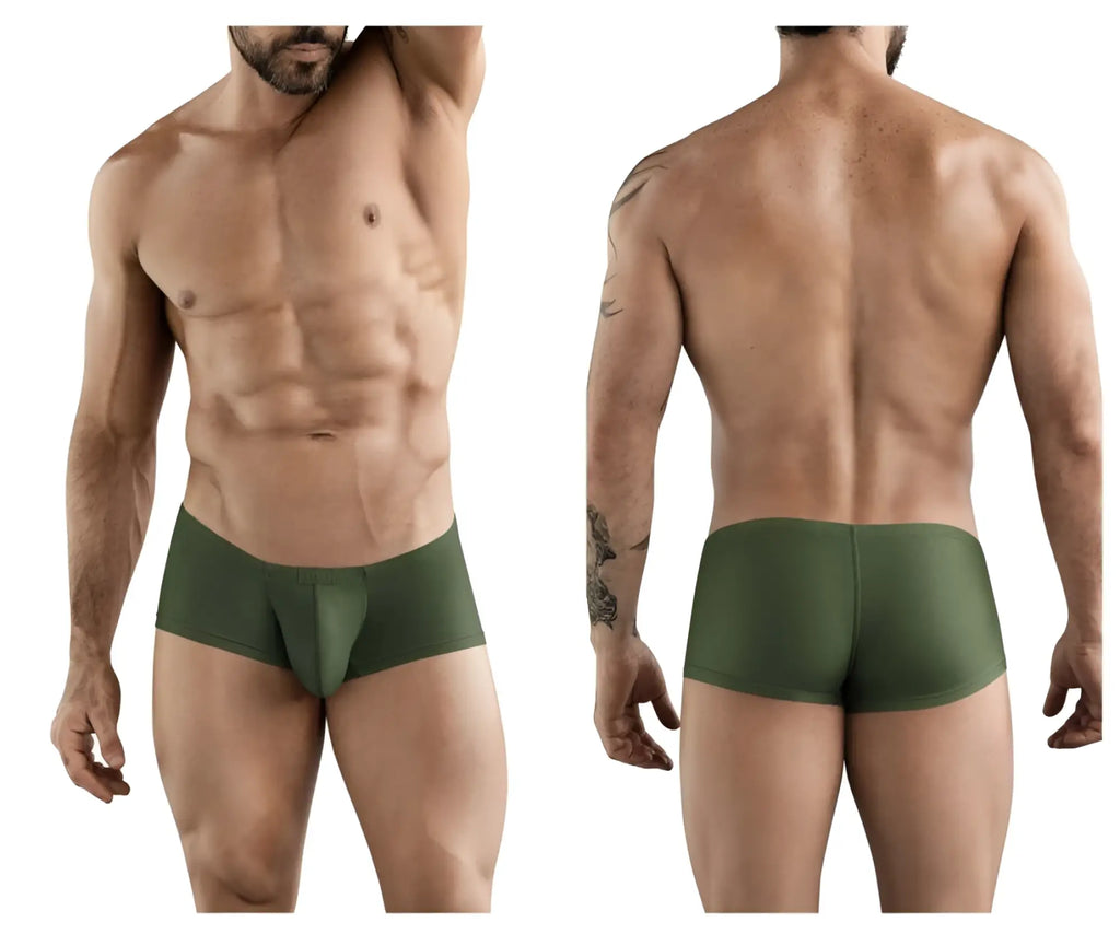 Olive green clever 1780 maya trunks men’s briefs with a smooth, form-fitting design in dark green color