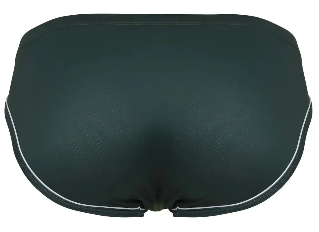 Black clever 1782 argovia briefs with white trim on waistband and leg openings in dark green color
