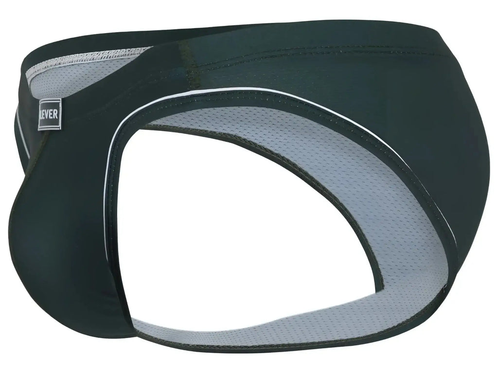 Black clever 1782 argovia athletic briefs with gray mesh lining white stitching and ever brand label on the side