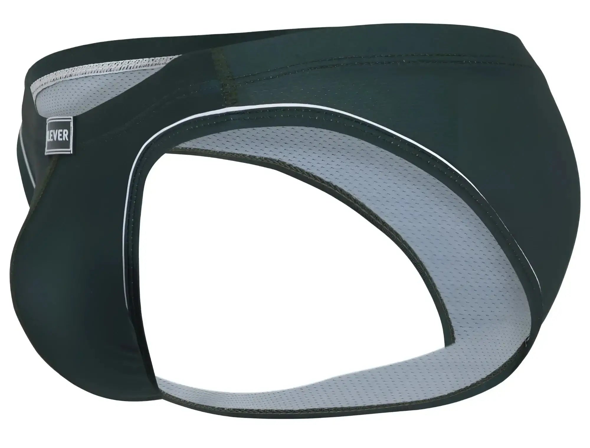 Black clever 1782 argovia athletic briefs with gray mesh lining white stitching and ever brand label on the side