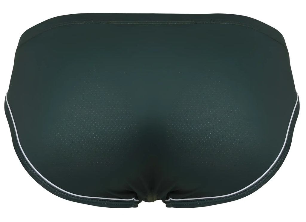 Black clever 1782 argovia briefs with white trim on waistband and leg openings in dark green color
