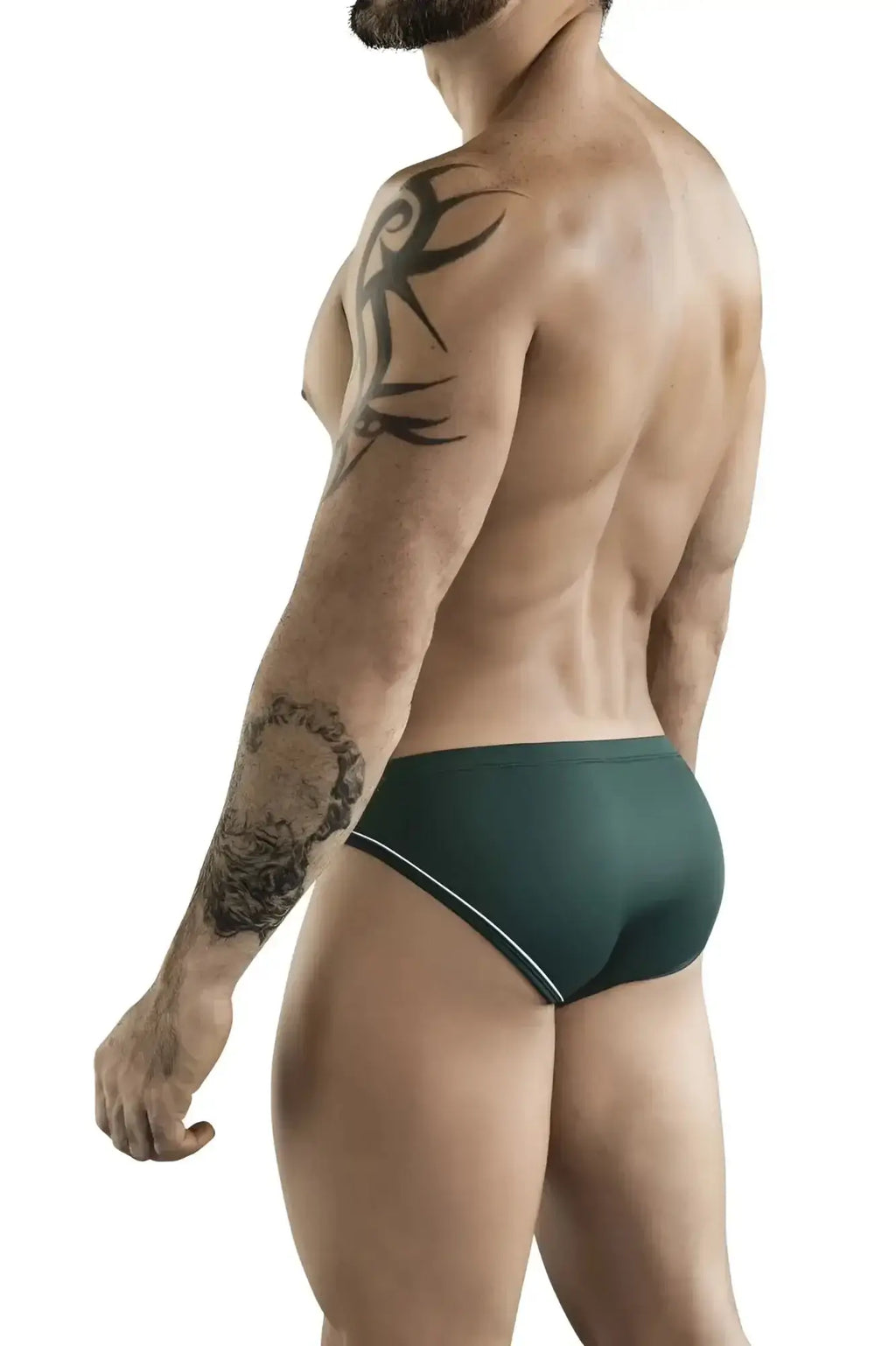 Dark green clever 1782 argovia briefs with subtle white trim on waistband ideal for swimwear use