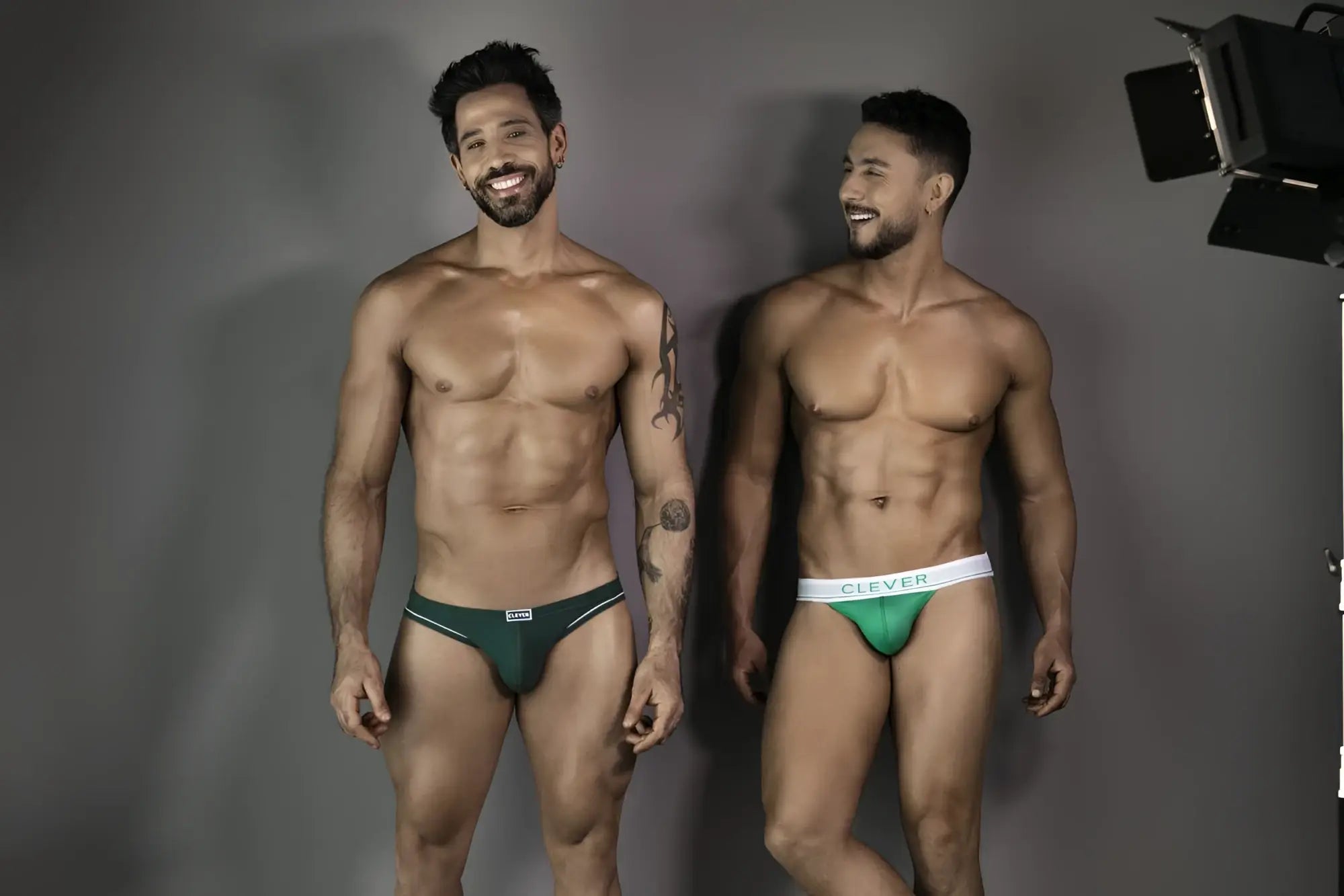 Green and white clever 1782 argovia briefs made of soft fabric showing the front side of the dark green design