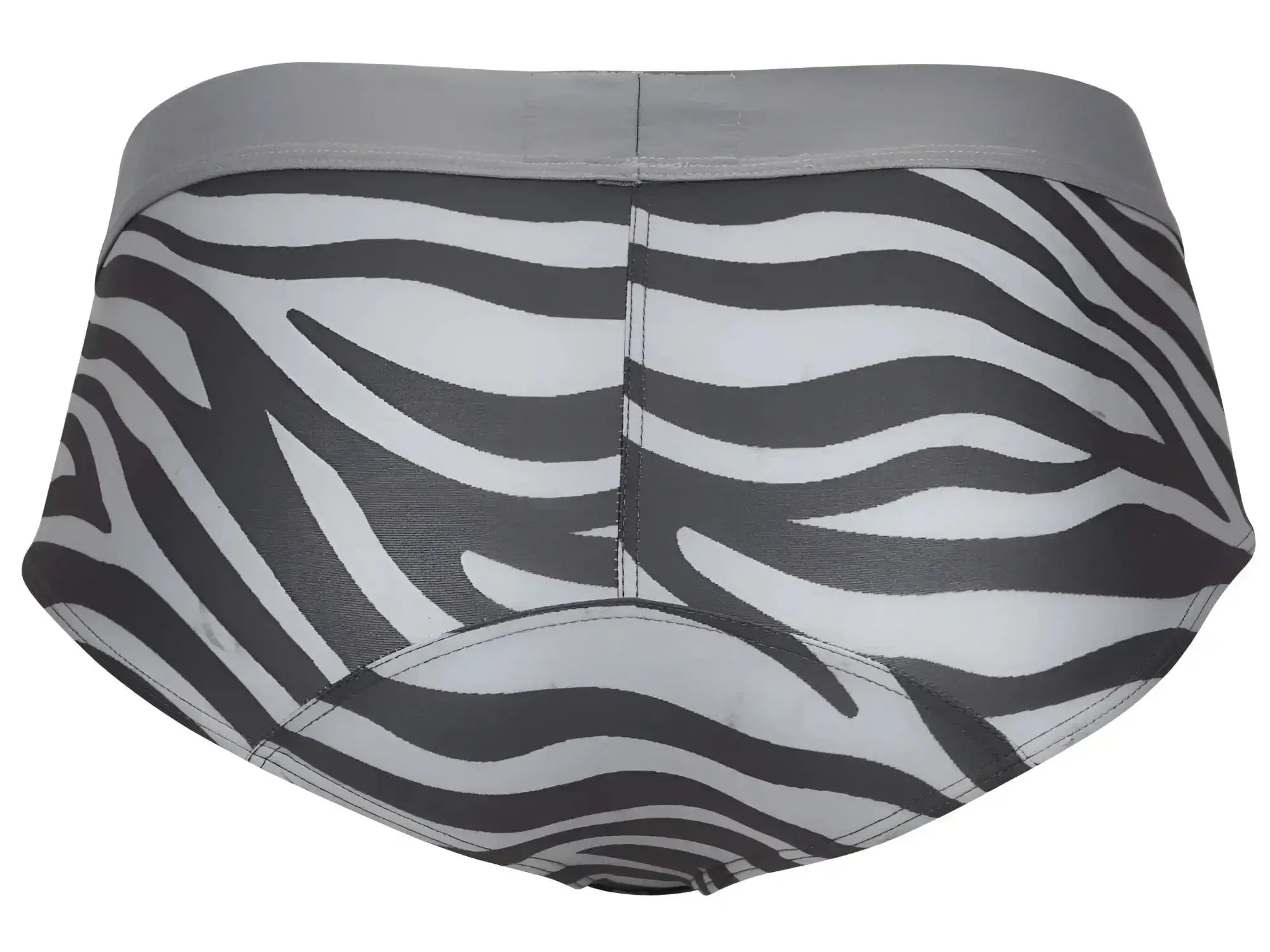 Gray waistband clever 1801 cebra briefs with black and white zebra stripes in front view for men