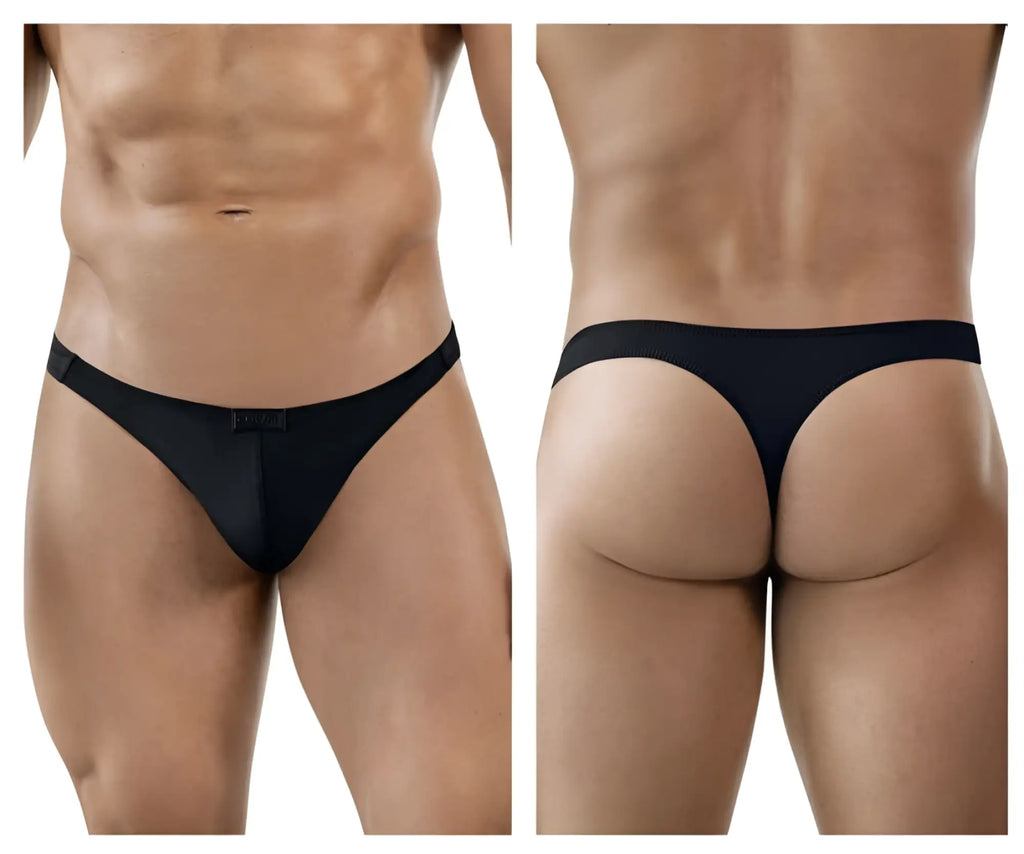 Black clever 1830 desirable thong with smooth form-fitting design and small front brand tag