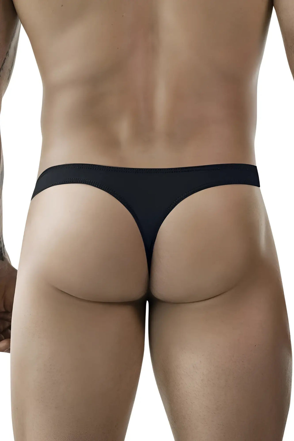 Black clever 1830 desirable thong with smooth seamless design shown from the back side for comfortable wear
