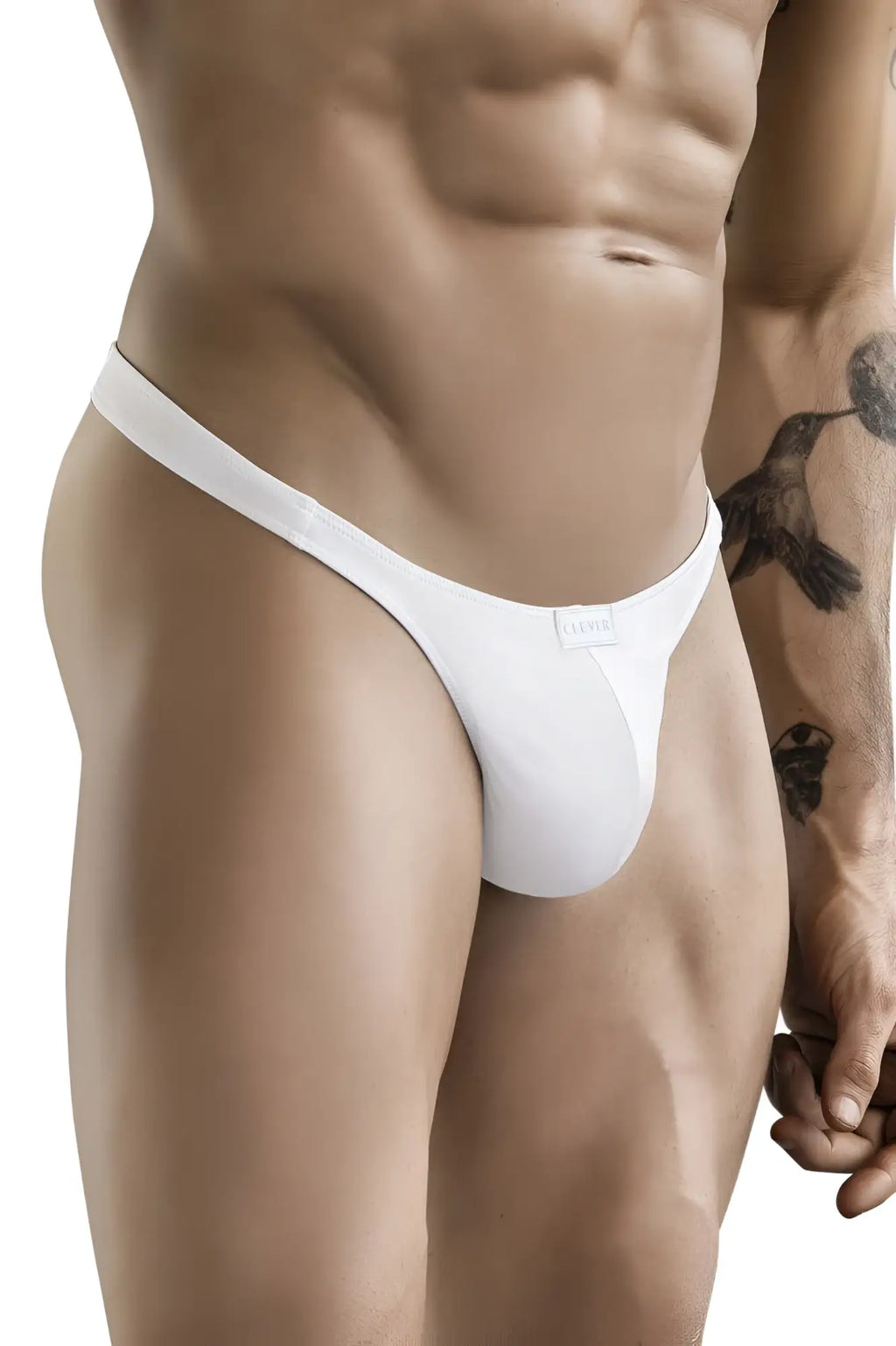 White clever 1830 desirable thong made of smooth fabric with a seamless minimalist design and subtle brand tag