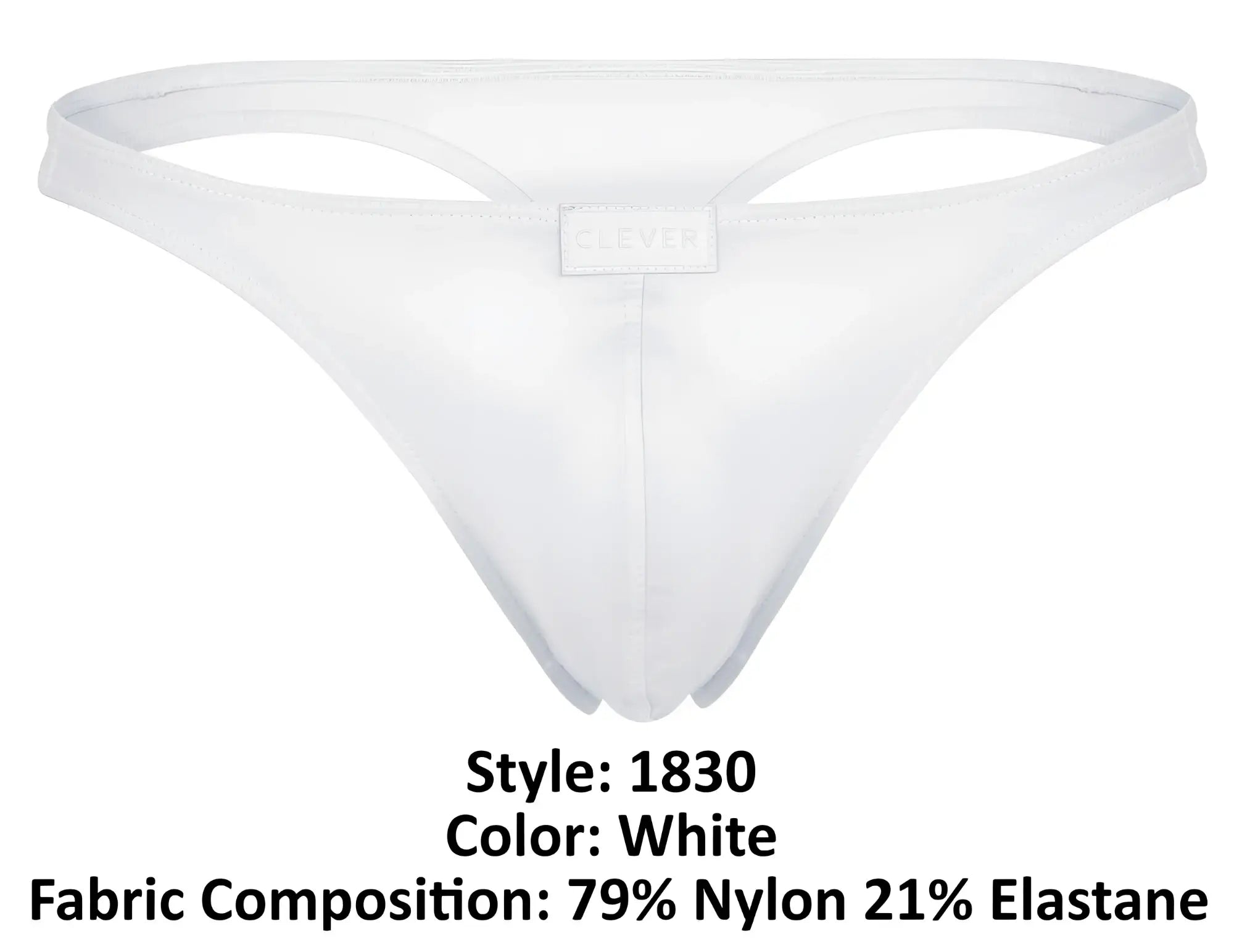 White thong clever 1830 desirable thongs with minimalist design made of 79 nylon 21 elastane front view