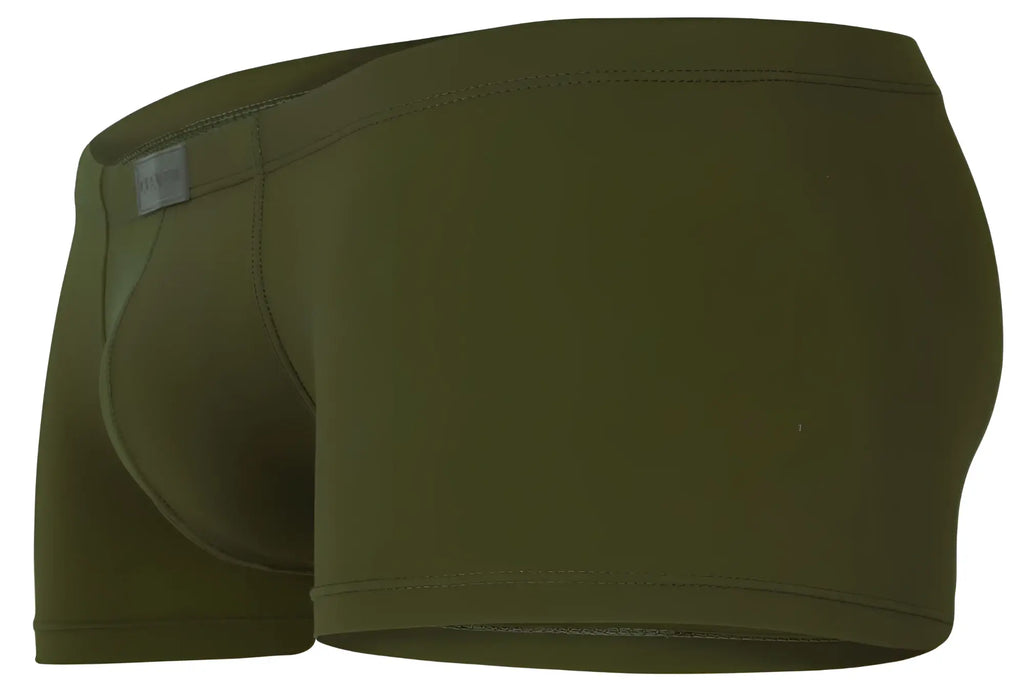 Olive green clever 1842 buenavista trunks men’s boxer briefs with smooth stretchy fabric and subtle brand tag on waistband