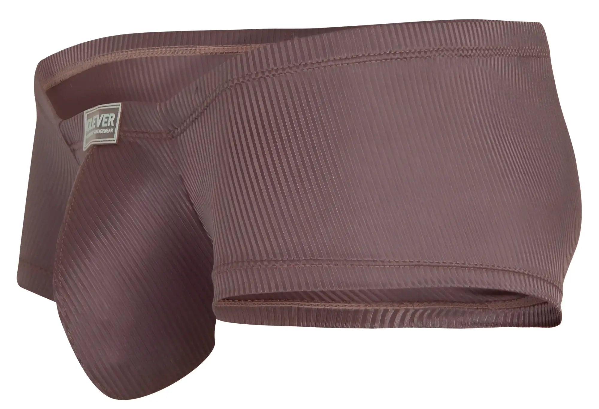 Brown ribbed fabric briefs with visible clever 1844 brand tag ideal for comfortable everyday wear