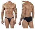 Black clever 1846 mantra bikini briefs with subtle ribbed texture and small white brand tag on the waistband