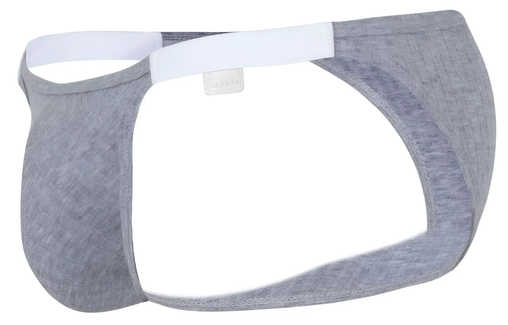 Gray heathered fabric briefs with a white elastic waistband clever 1846 mantra bikini color gray front view