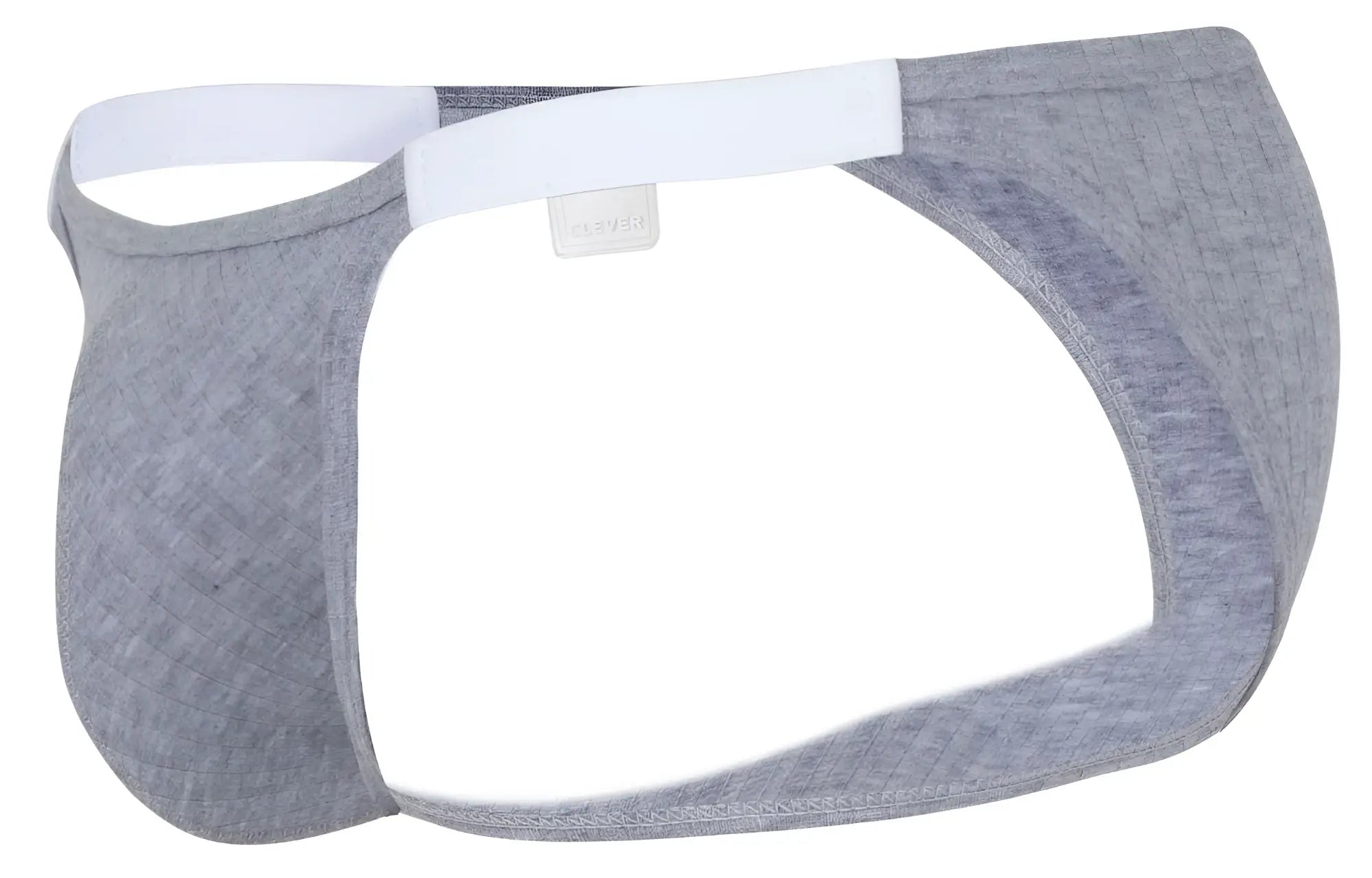Gray heathered fabric briefs with a white elastic waistband clever 1846 mantra bikini color gray front view