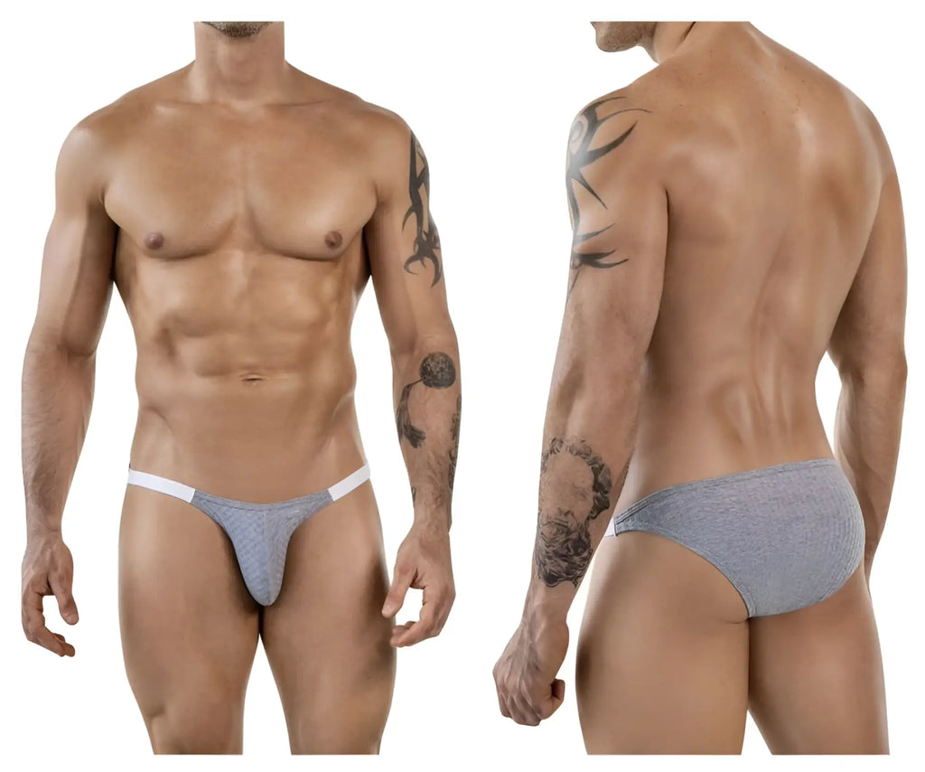 Gray textured briefs with white trim from clever 1846 mantra bikini color gray for comfortable everyday wear
