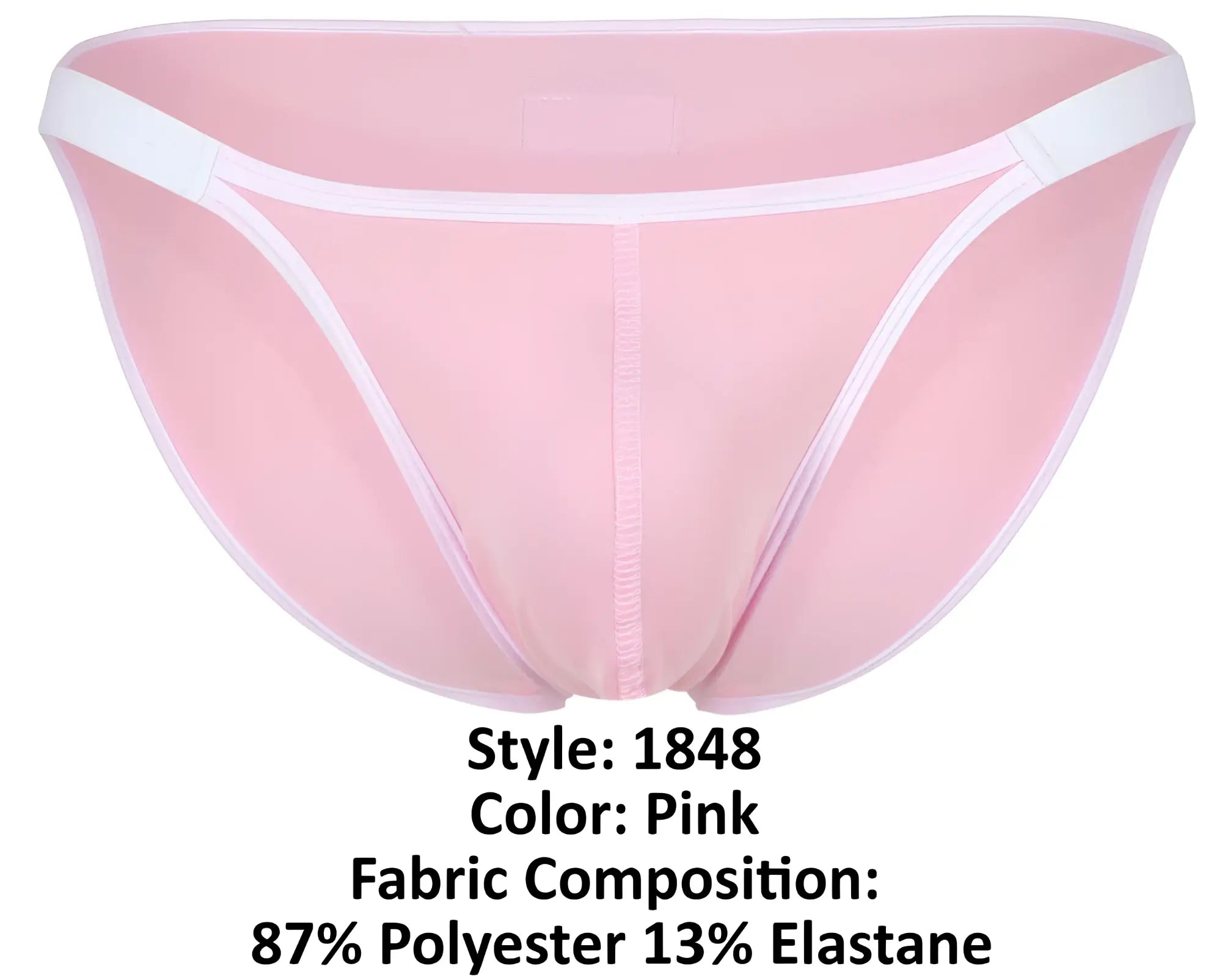 Pink men’s briefs clever 1848 relax bikini with white trim seamless design made of 87 polyester 13 elastane