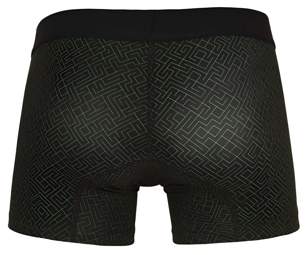 Black clever 1850 laberin trunks boxer briefs with subtle light gray geometric maze pattern for comfortable wear