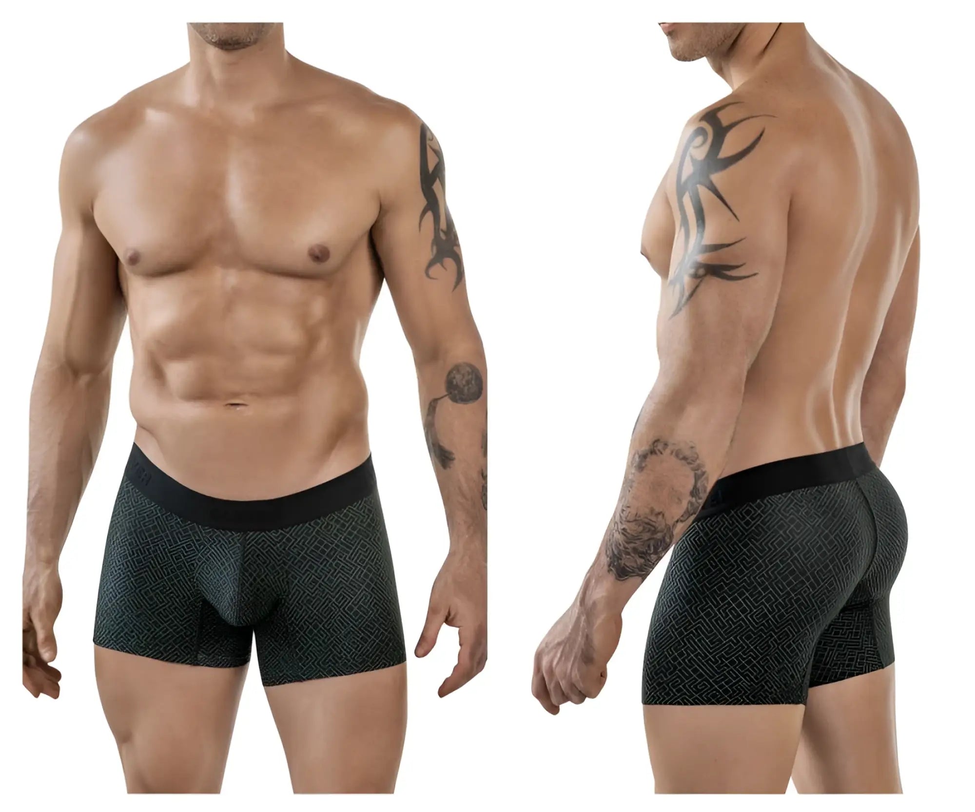 Clever 1850 laberin trunks black boxer briefs with subtle geometric pattern and solid black waistband for comfortable wear