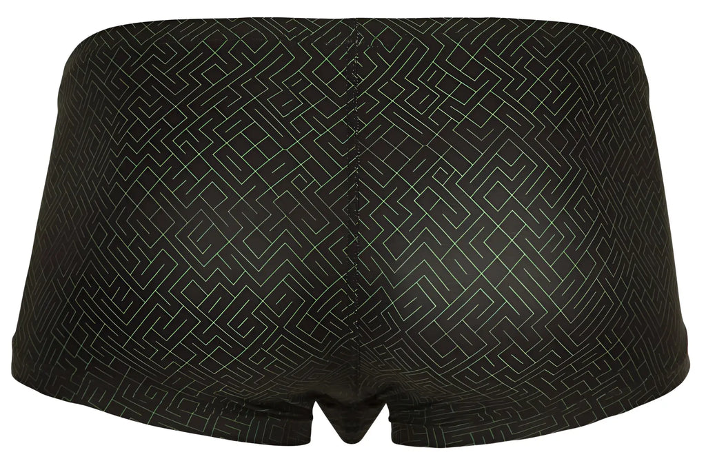 Black clever 1852 laberin trunks briefs with a subtle light gray geometric maze pattern for comfortable everyday wear