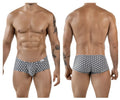 Black and white geometric patterned clever 1856 cuadricula trunks men’s briefs in white color