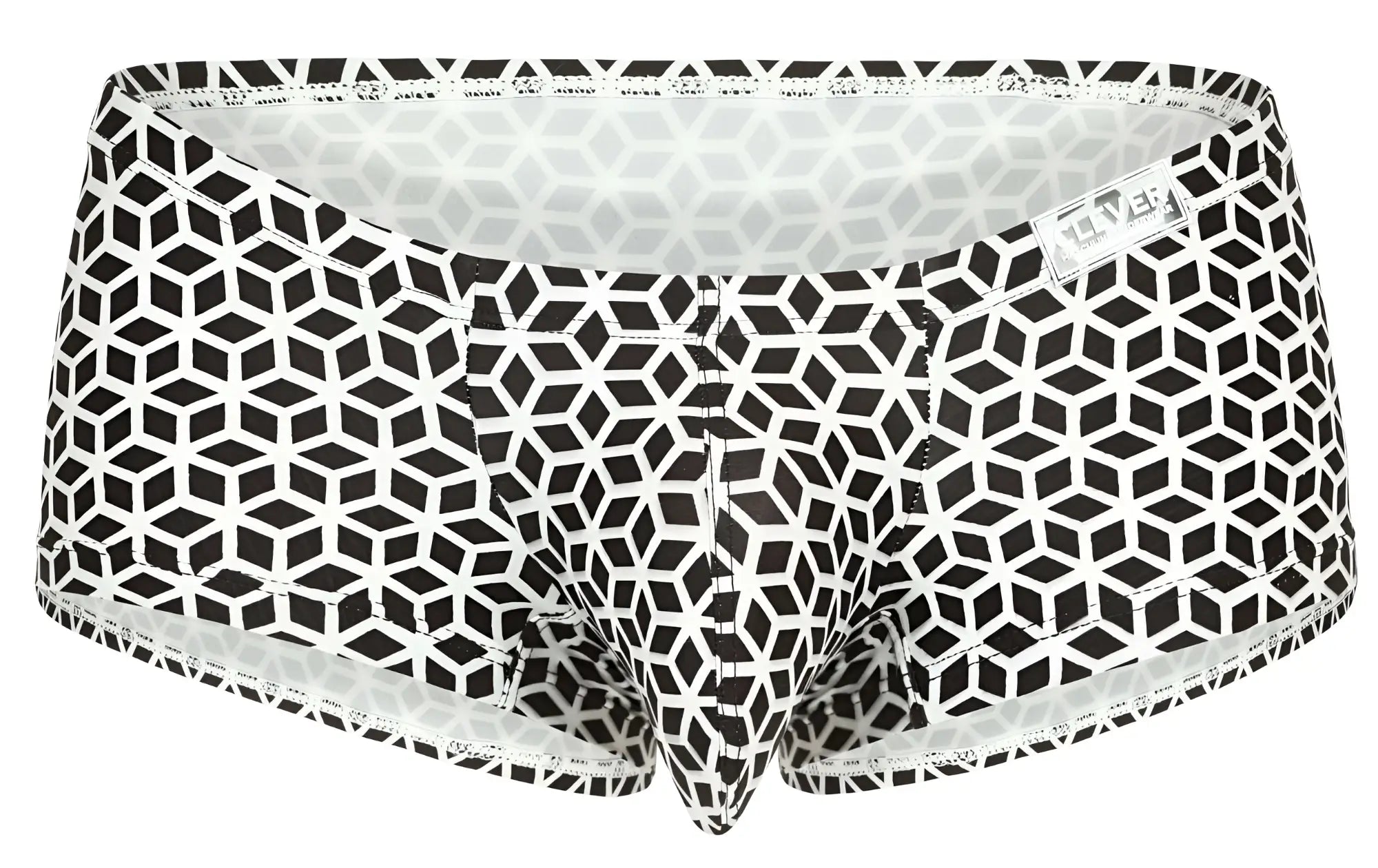 Clever 1856 cuadricula trunks white mens briefs with black and white geometric pattern and modern sleek design