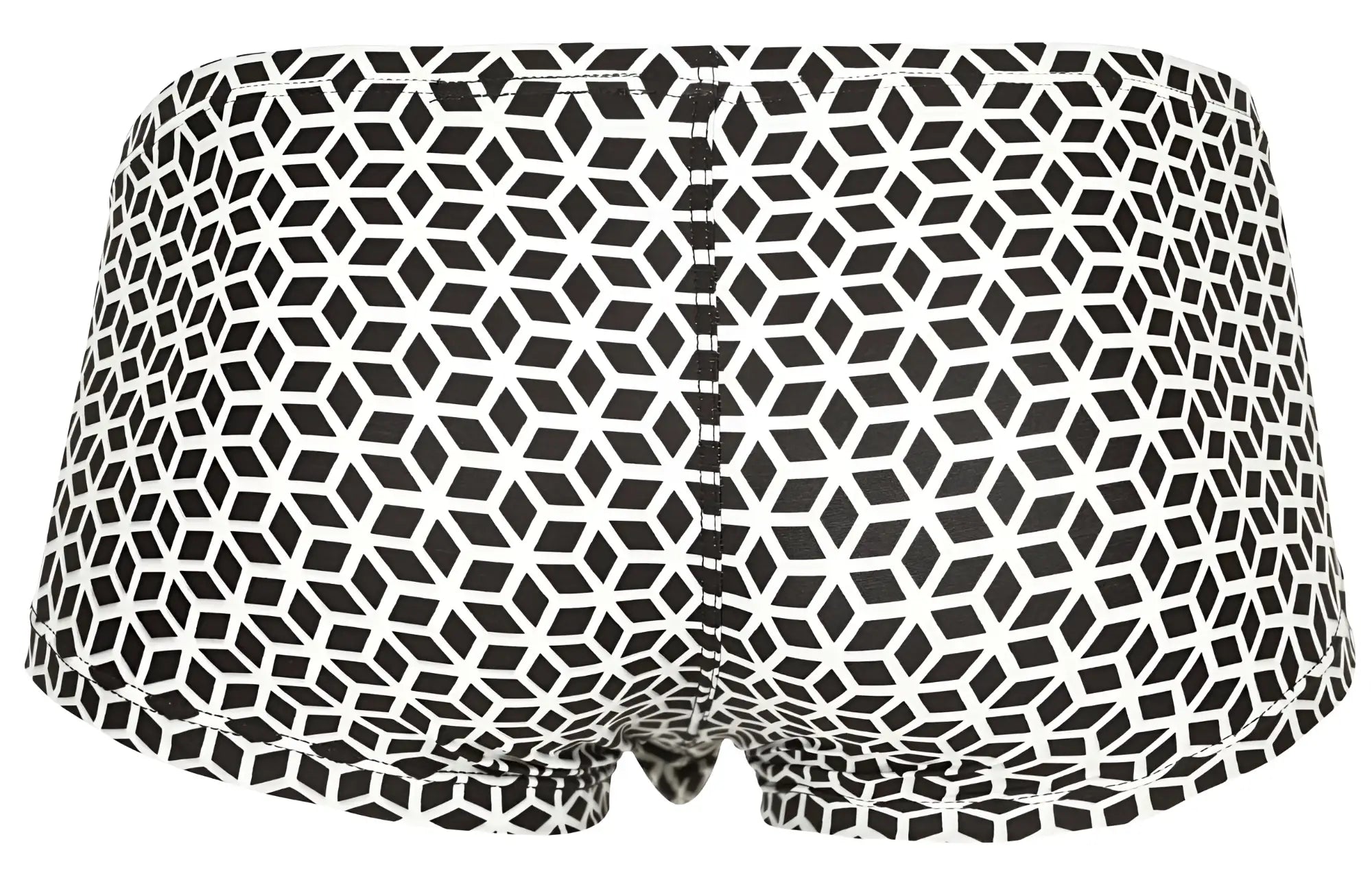 Black and white geometric patterned swim trunks clever 1856 cuadricula trunks color white front view