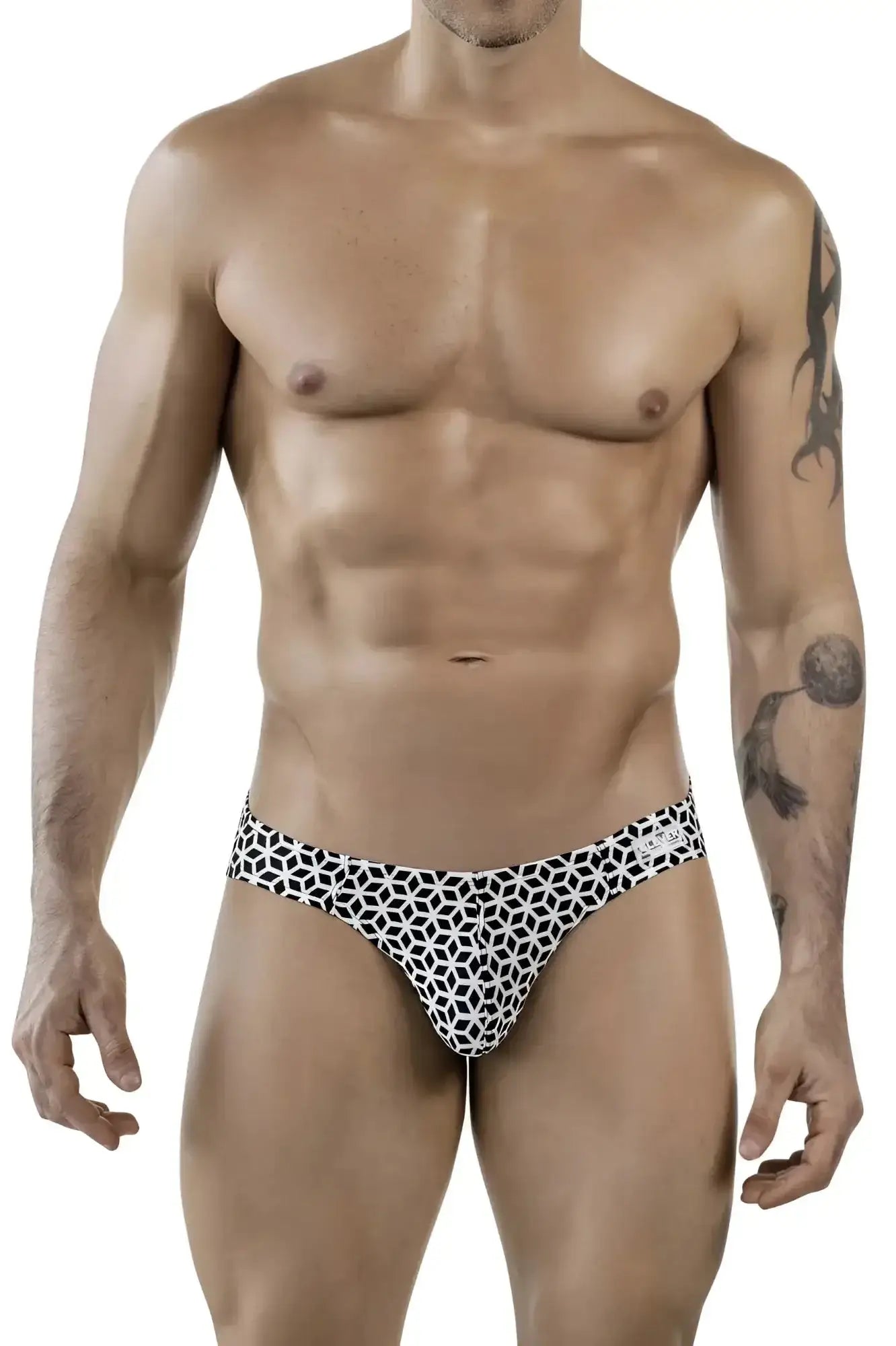 Clever 1857 cuadricula bikini color white black and white geometric patterned men’s briefs with a snug fit