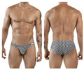 Black and white geometric patterned Clever 1857 Cuadricula bikini color white men’s swim trunks for beachwear