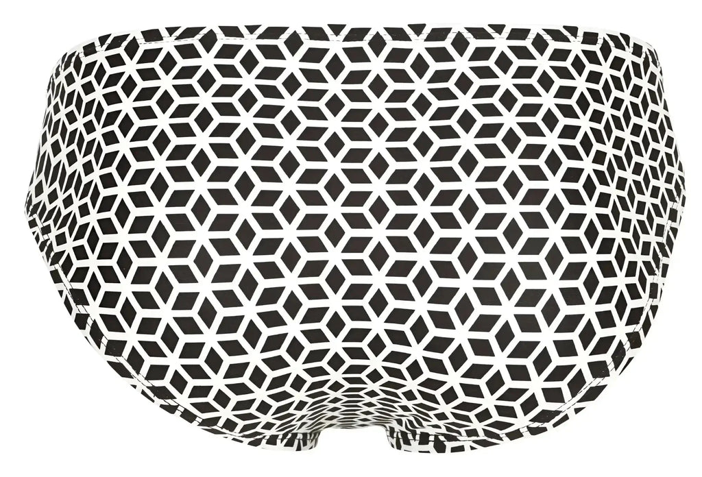 Black and white geometric patterned swim trunks clever 1857 cuadricula bikini color white for beachwear