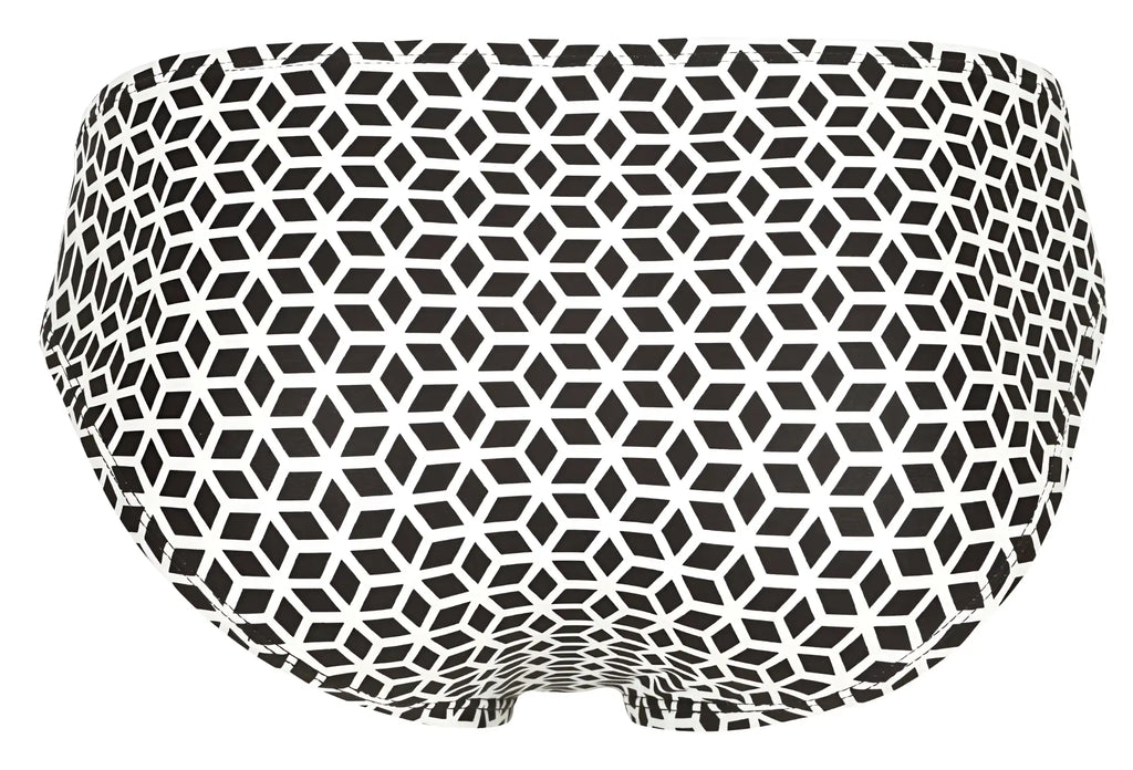 Black and white geometric patterned swim trunks clever 1857 cuadricula bikini color white for beachwear