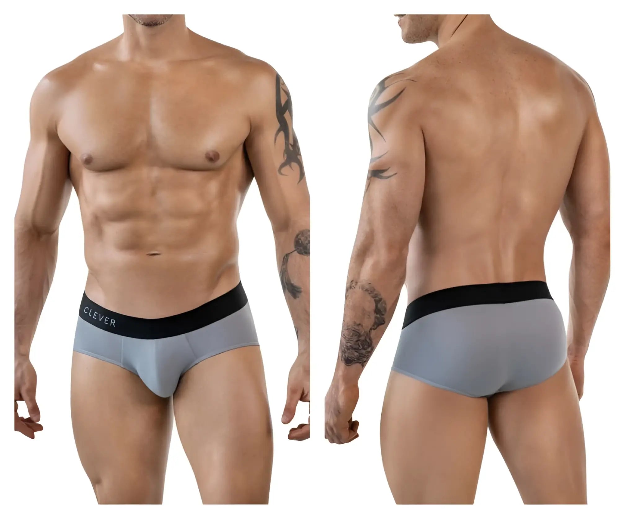 Gray clever 1862 oneal briefs with black waistband and white brand lettering providing comfortable support