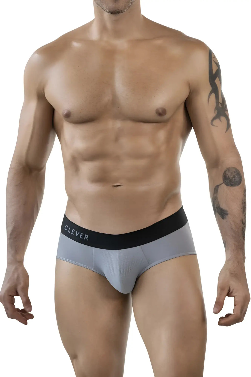 Gray clever 1862 oneal briefs with black waistband featuring clever logo in white lettering for everyday wear