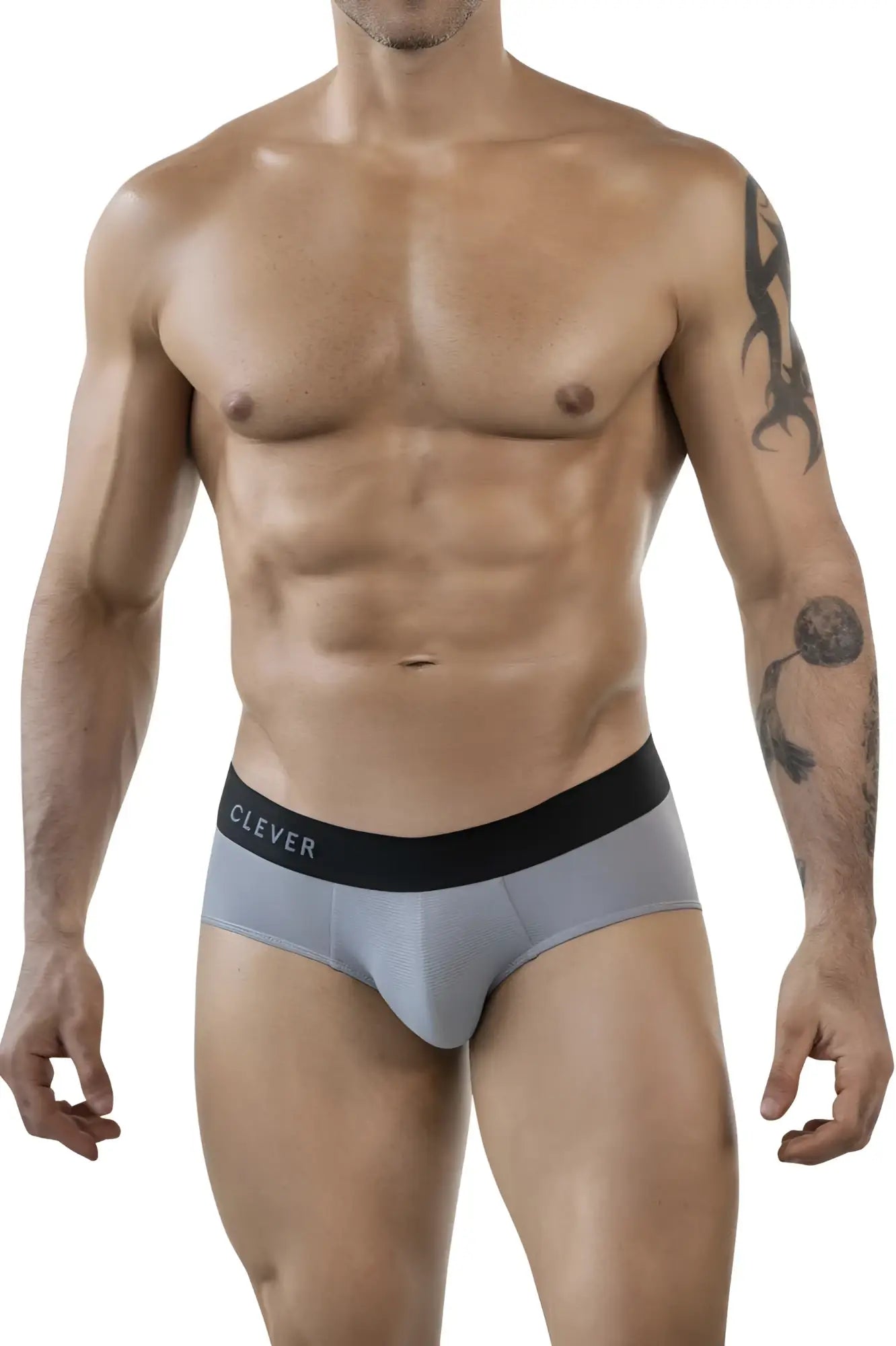 Gray clever 1862 oneal briefs with black waistband featuring clever logo in white lettering for everyday wear
