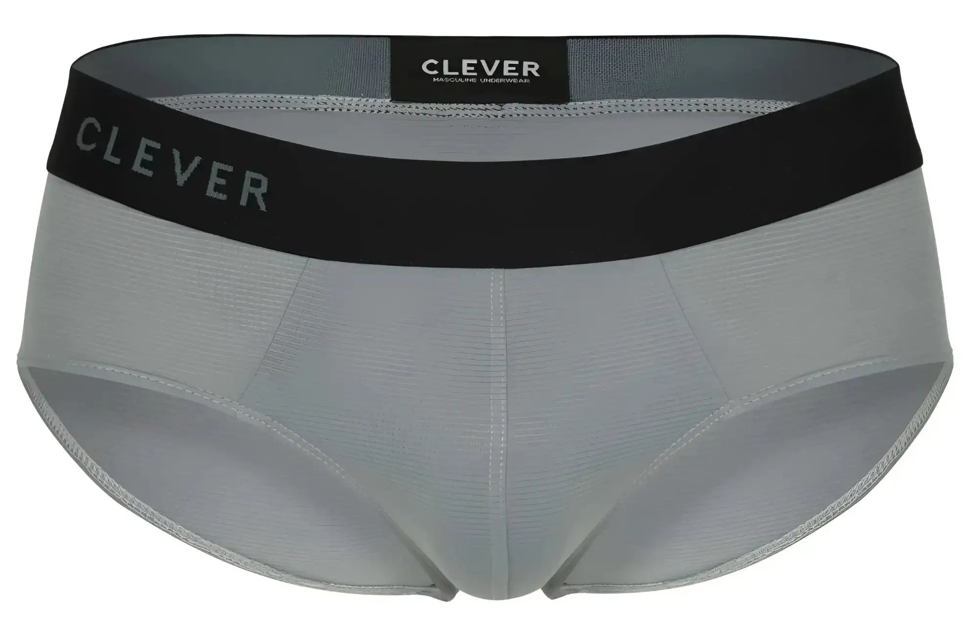 Gray clever 1862 oneal briefs with a black waistband featuring the clever brand name in white lettering