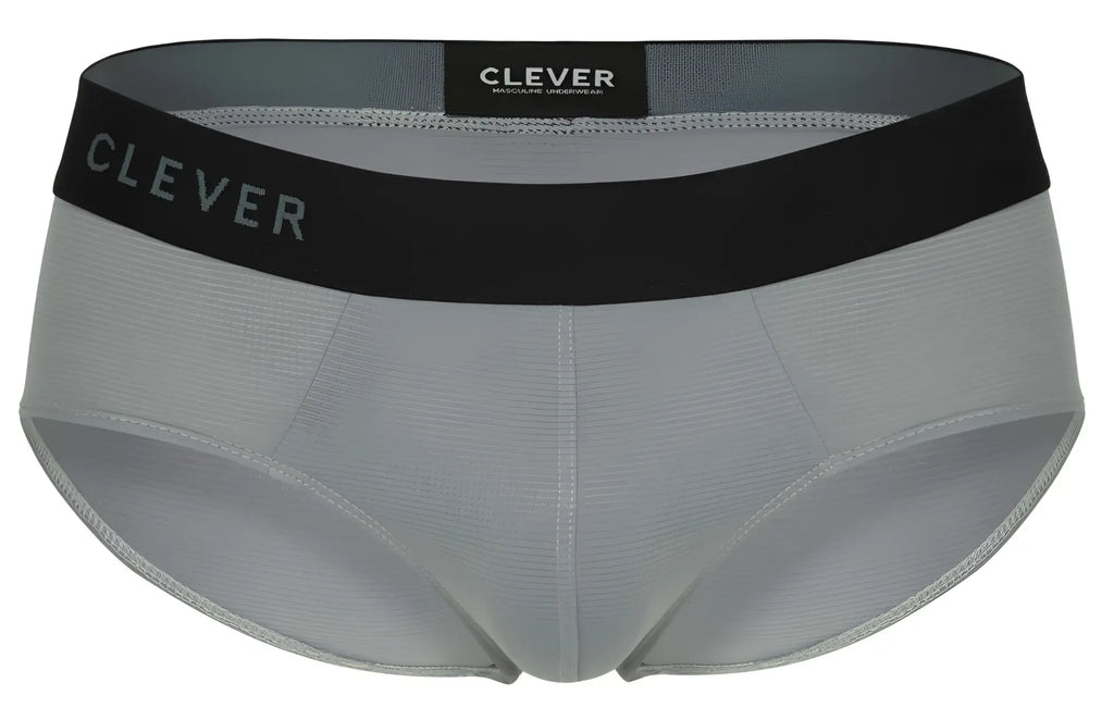 Gray clever 1862 oneal briefs with a black waistband featuring the clever brand name in white lettering