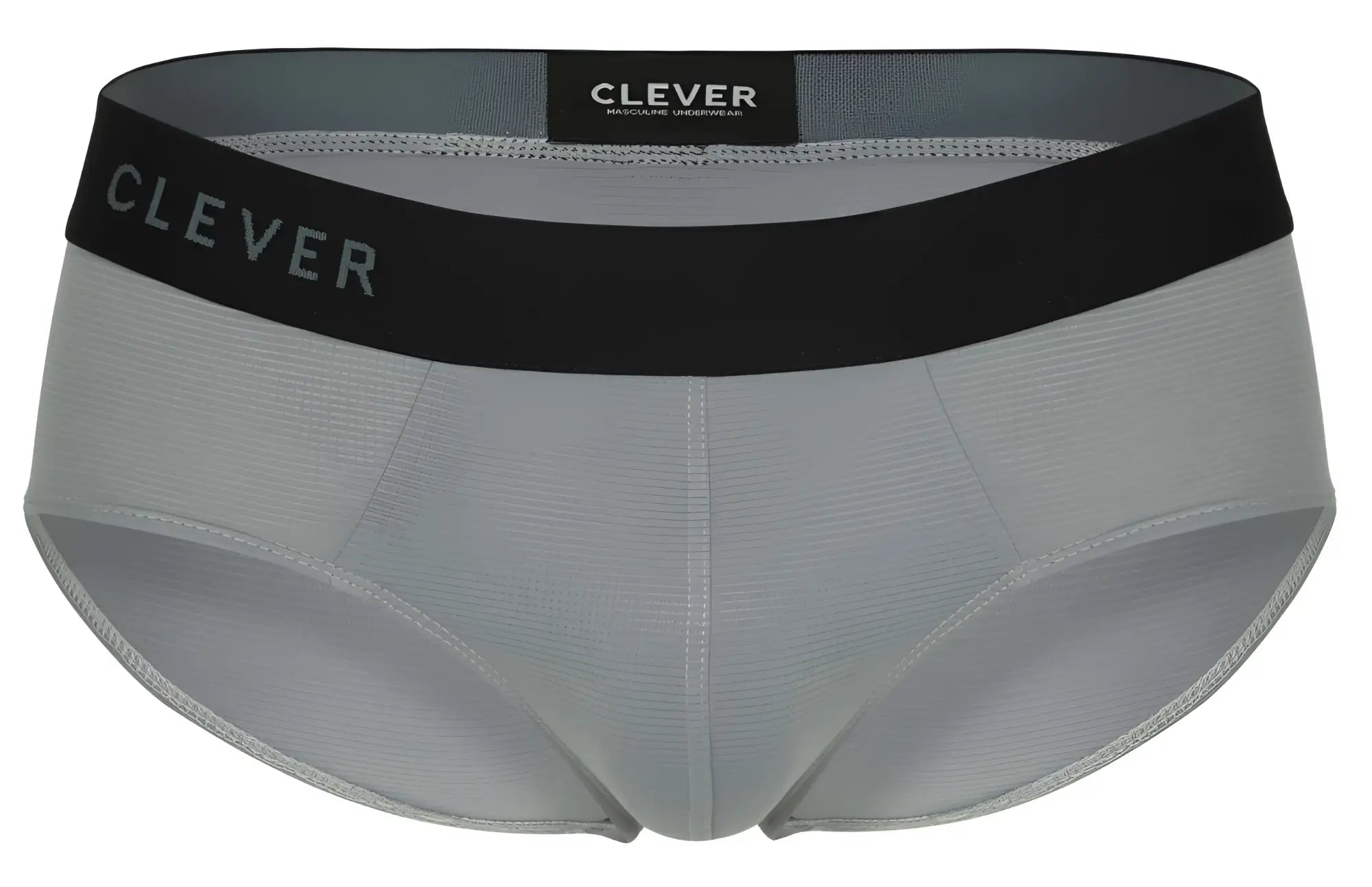 Gray clever 1862 oneal briefs with a black waistband featuring the clever brand name in white lettering