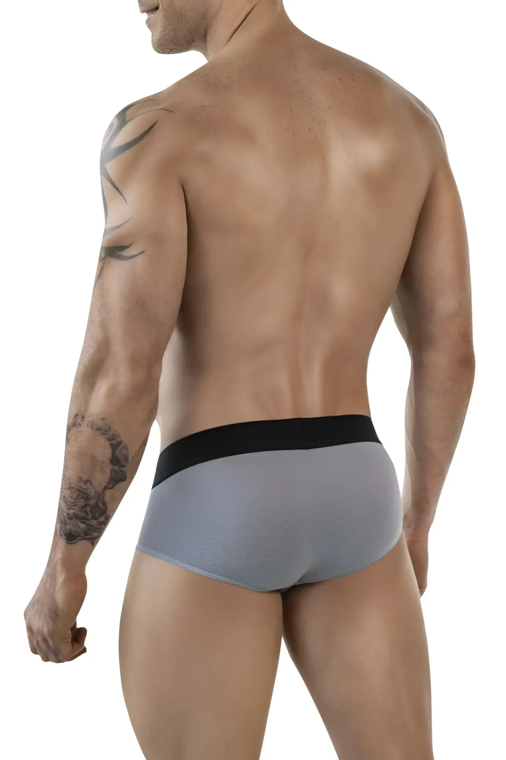 Gray textured briefs with black elastic waistband from clever 1862 oneal briefs in gray color