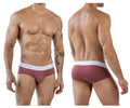 Maroon clever 1863 lecler briefs with white waistband and gray clever branding in soft breathable fabric