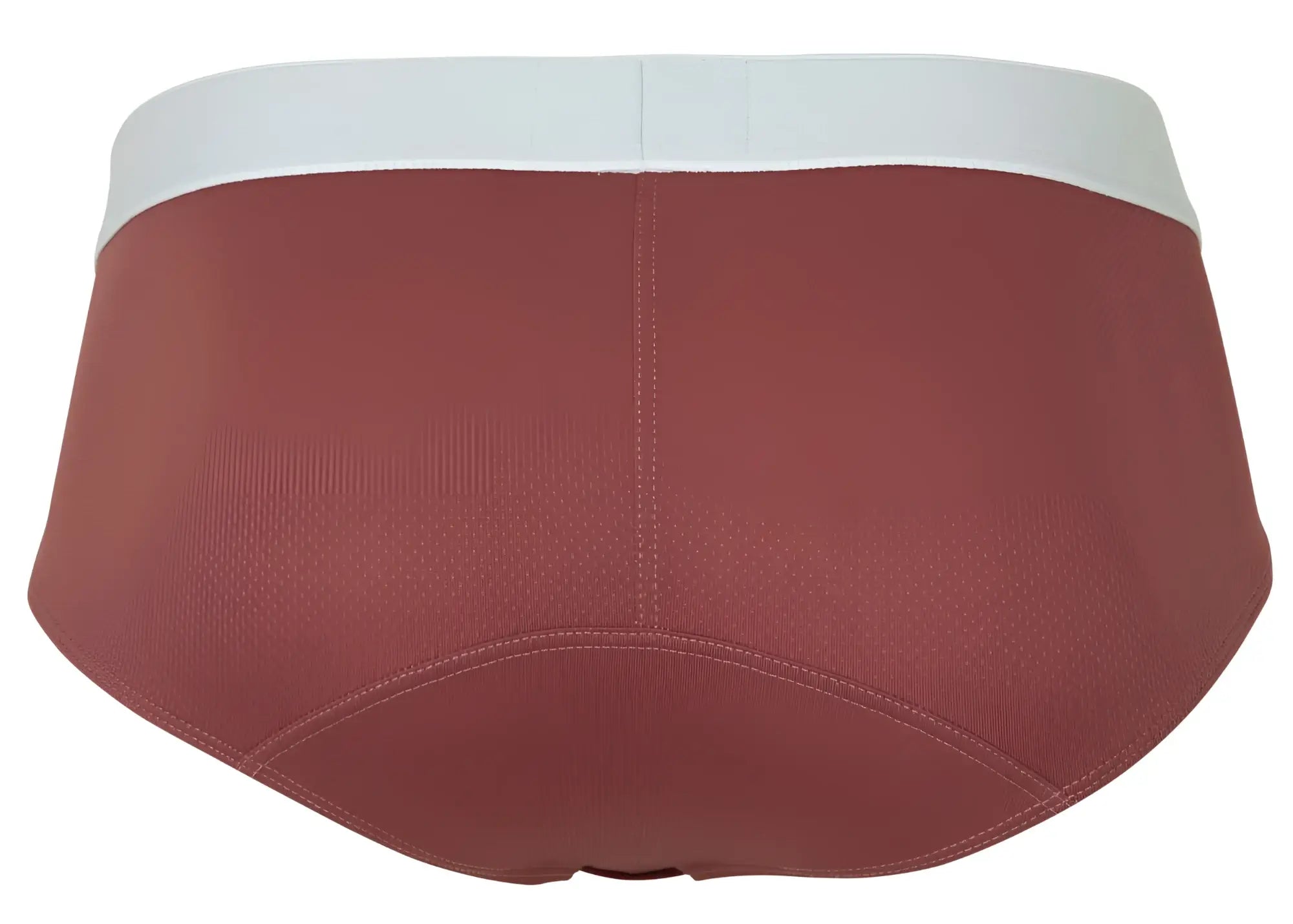 A pair of clever 1863 lecler briefs in rust with a white waistband featuring smooth fabric and subtle stitching