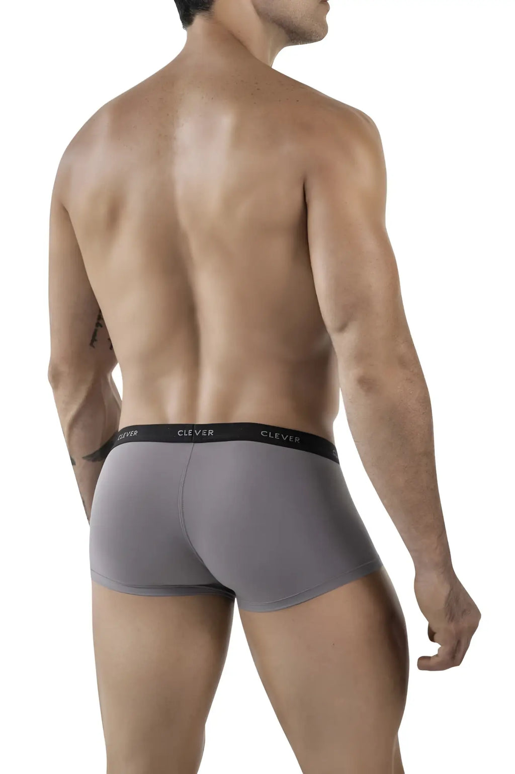 Gray clever 1866 tokio trunks men’s briefs with black elastic waistband and branded clever logo