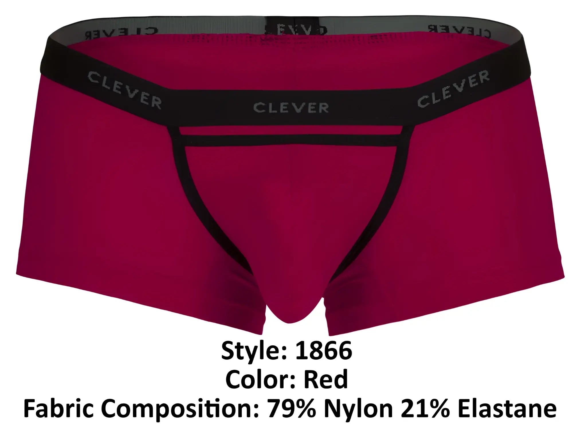 Red clever 1866 tokio trunks briefs with black trim and elastic waistband made from soft breathable fabric