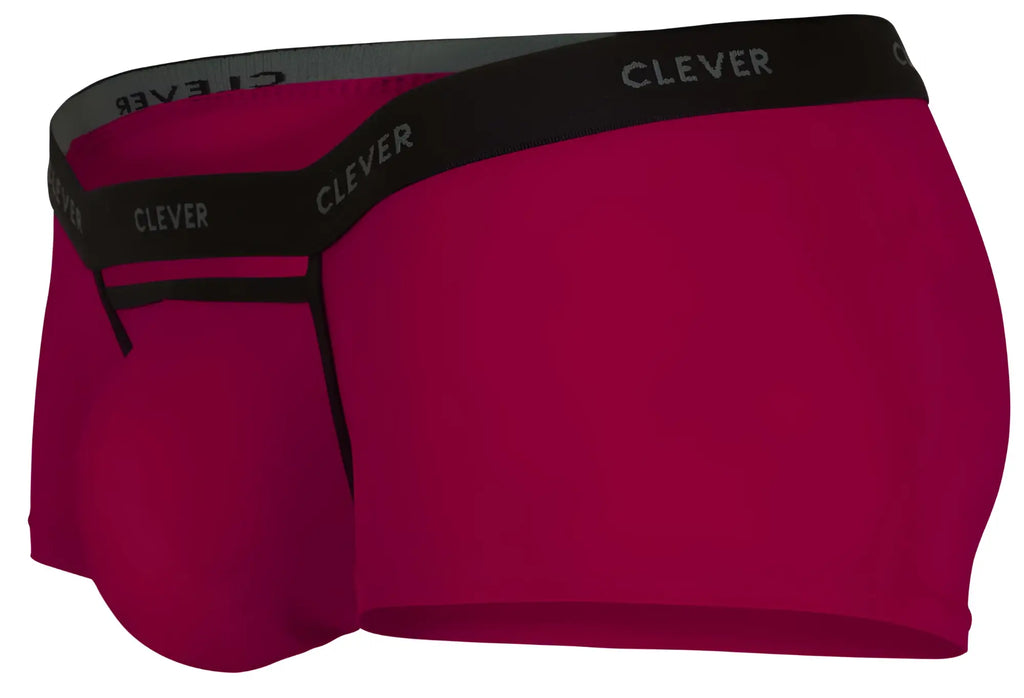 Clever 1866 Tokio trunks red men’s boxer briefs in vibrant magenta with black elastic waistband and trim