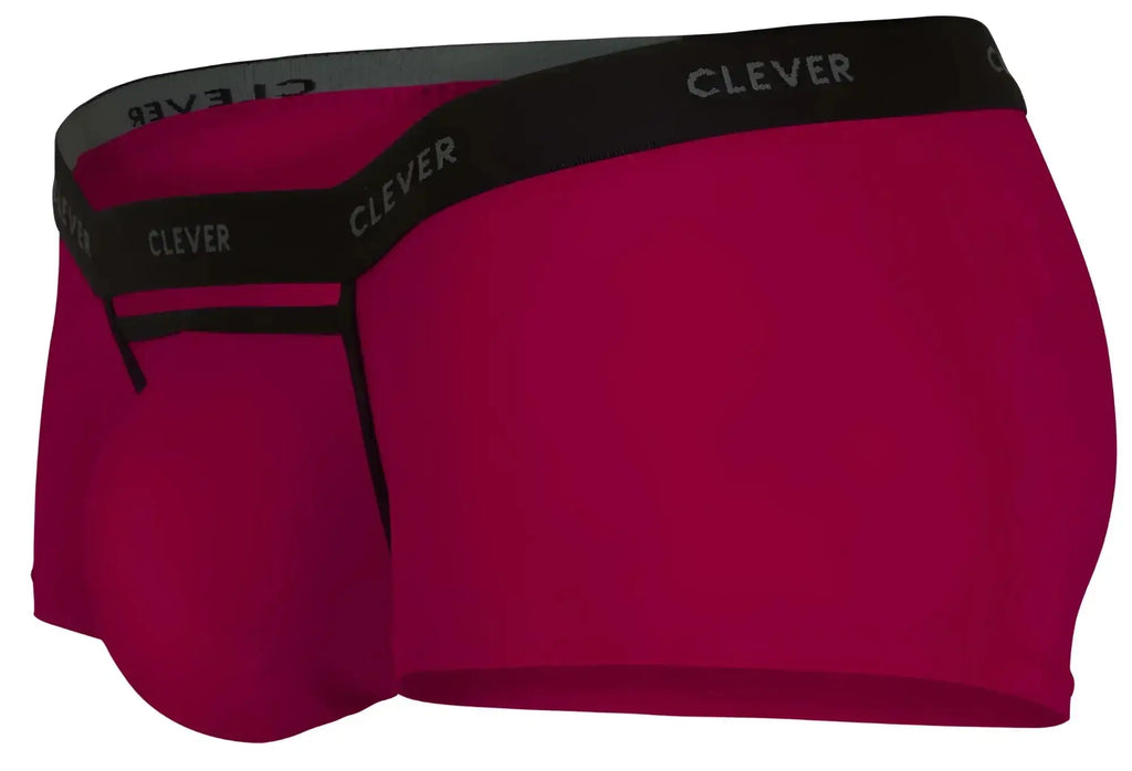 Clever 1866 Tokio trunks red men’s boxer briefs in vibrant magenta with black elastic waistband and trim