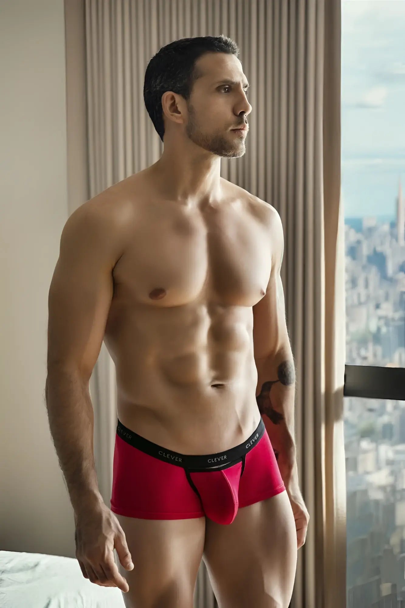 Red calvin klein boxer briefs with black waistband featuring the brand logo clever 1866 tokio trunks color red
