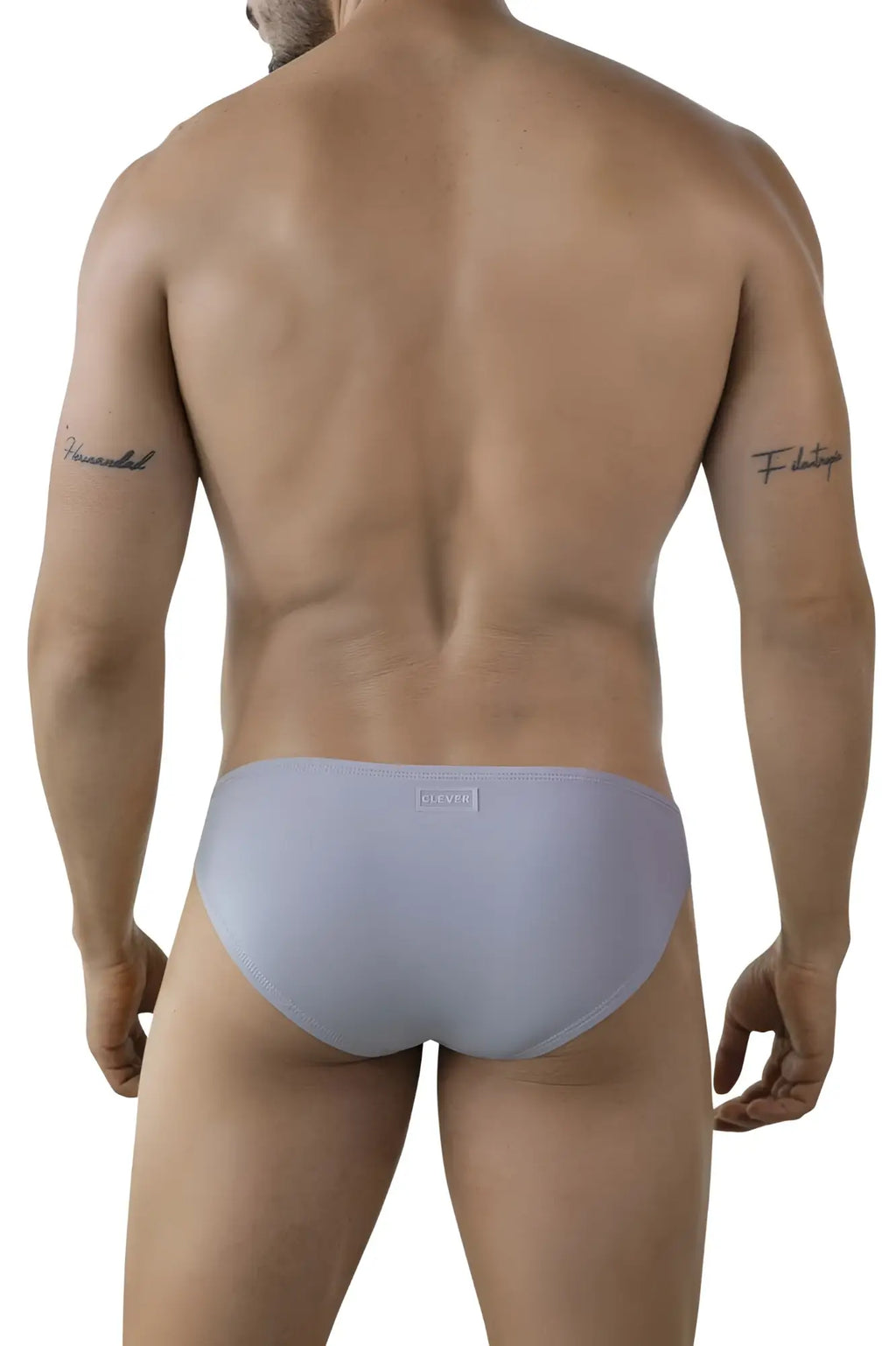 Light gray clever 2005 raices briefs with a subtle textured finish and small brand tag at the waistband