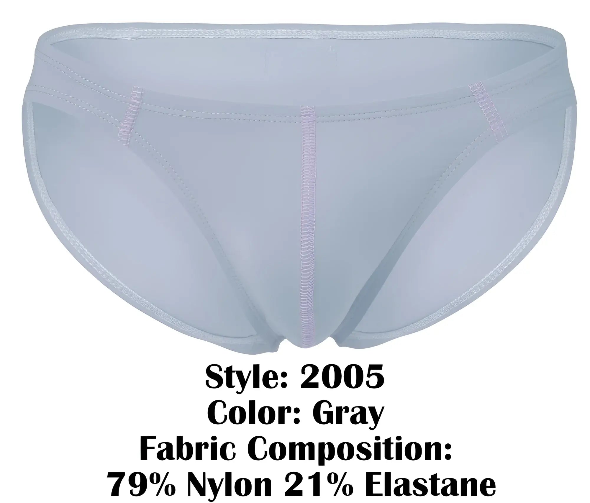 Gray nylon and elastane clever 2005 raices briefs with subtle pink stitching along the seams
