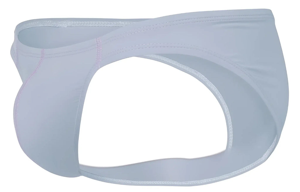 White clever 2005 raices form-fitting men’s briefs in smooth stretchy fabric with subtle pink stitching edges