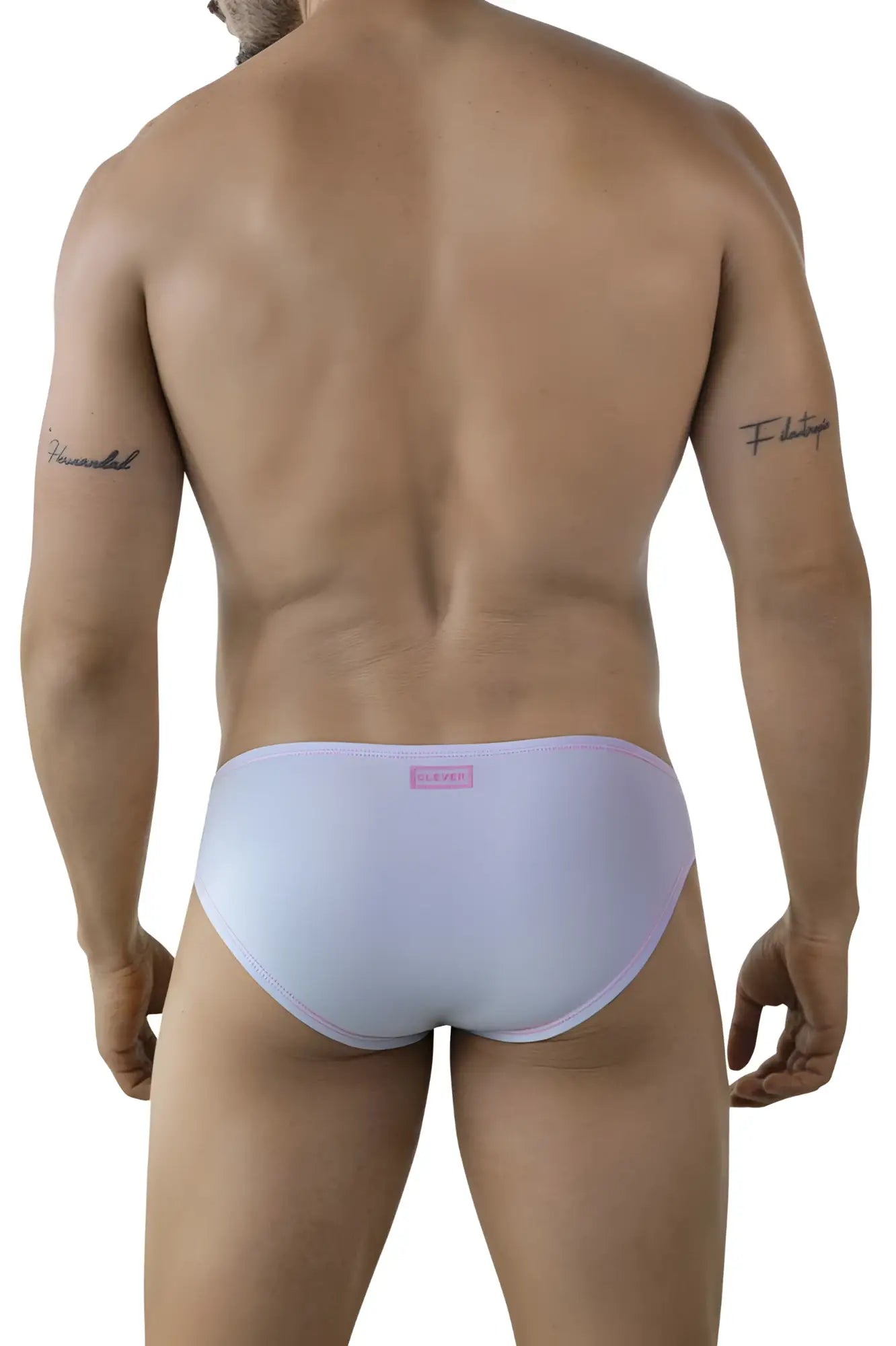 Clever 2005 raices light blue men’s briefs in light lavender with a subtle pink brand tag at the waistband
