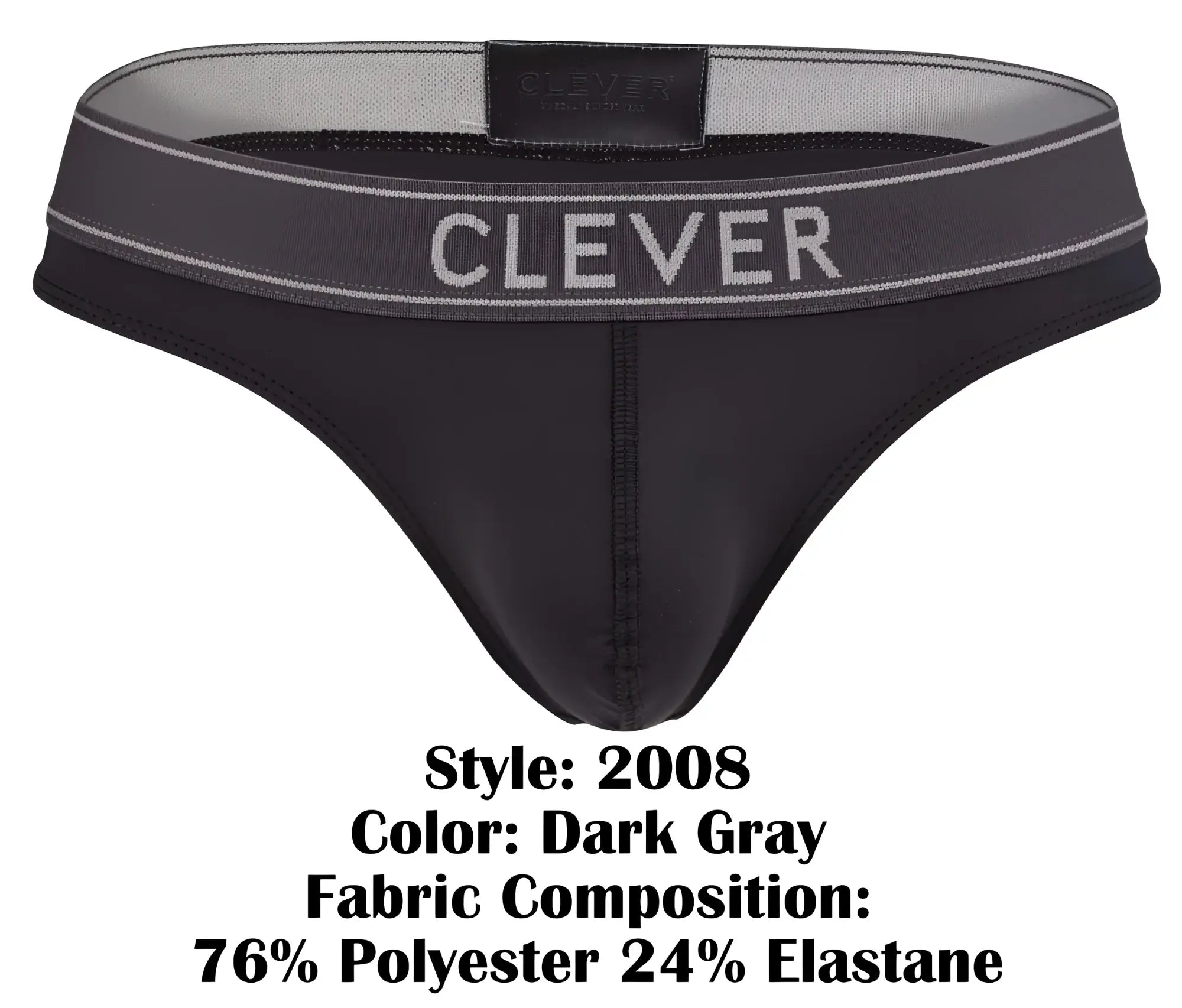 Dark gray clever 2008 raw thongs made from polyester and elastane blend for comfortable stylish wear