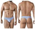 Light blue cotton Clever 2008 Raw thong briefs with branded waistband front view
