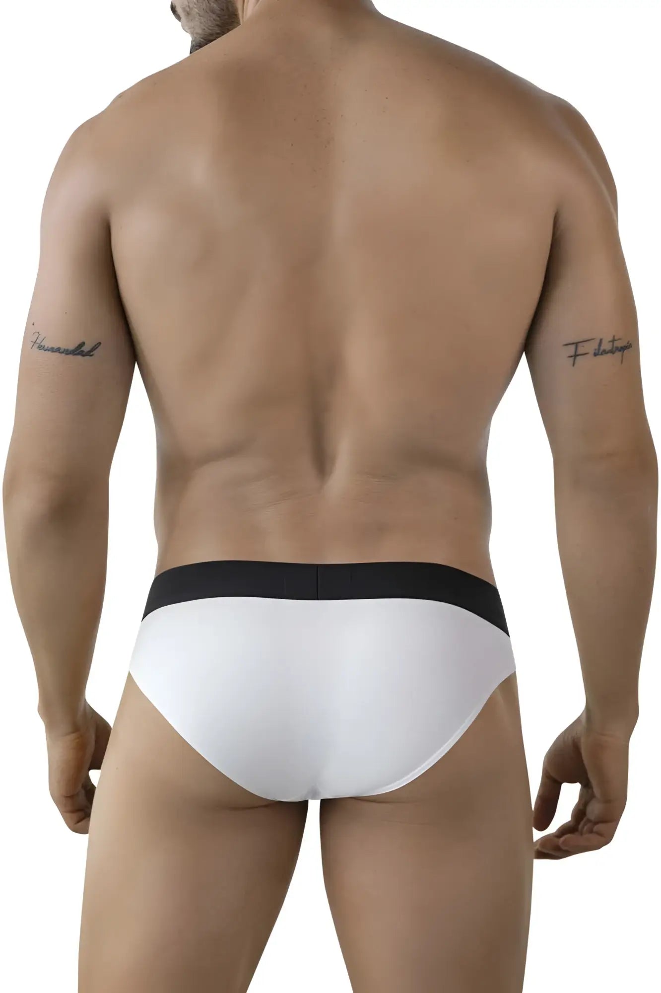White clever 2012 origen briefs with black waistband front view made of soft breathable fabric